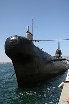 Russian B 39 submarine sits at the Maritime Museum of San Diego