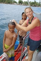 mel with kids on deck